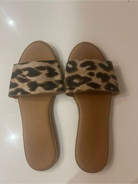 Lulus Leopard Print Slide Sandals in Brown - Women's Casual Slip-Ons